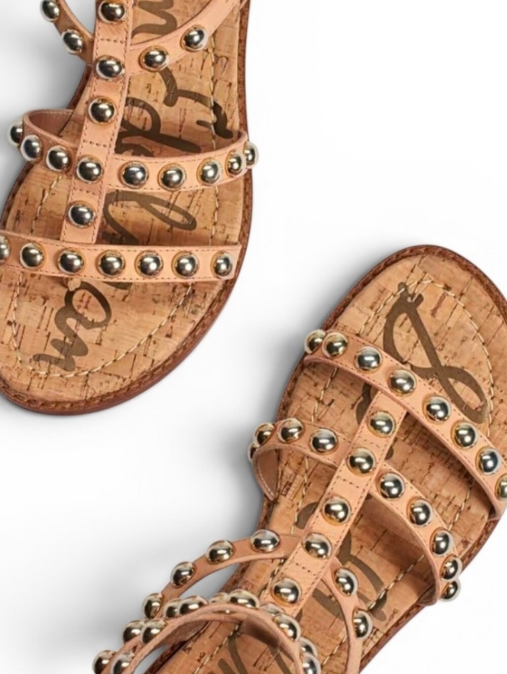 SAM EDELMAN Eavan Studded Gladiator Sandals in Tan - Size 9.5